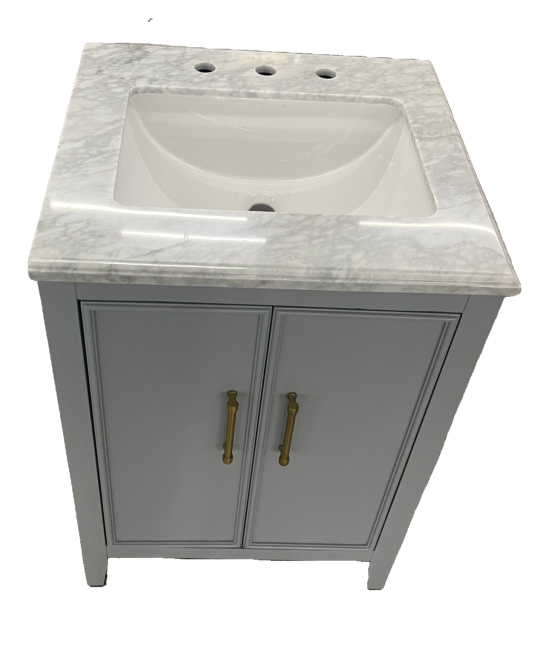 Solid Wood + MDF Modern bathroom basin vanity 24 inch with Single Under Sink 4