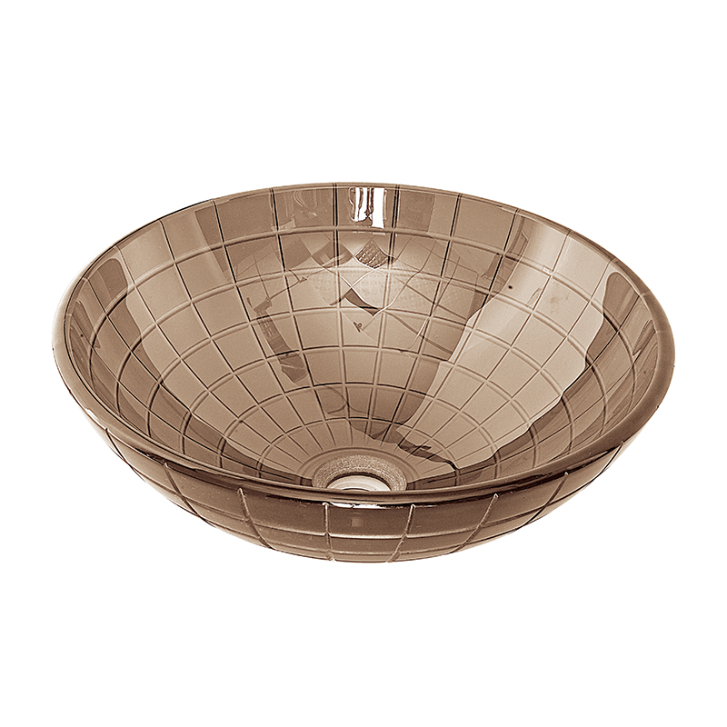 Round Glass Basin Bathroom Sink Modern Style Design Brown Color 5